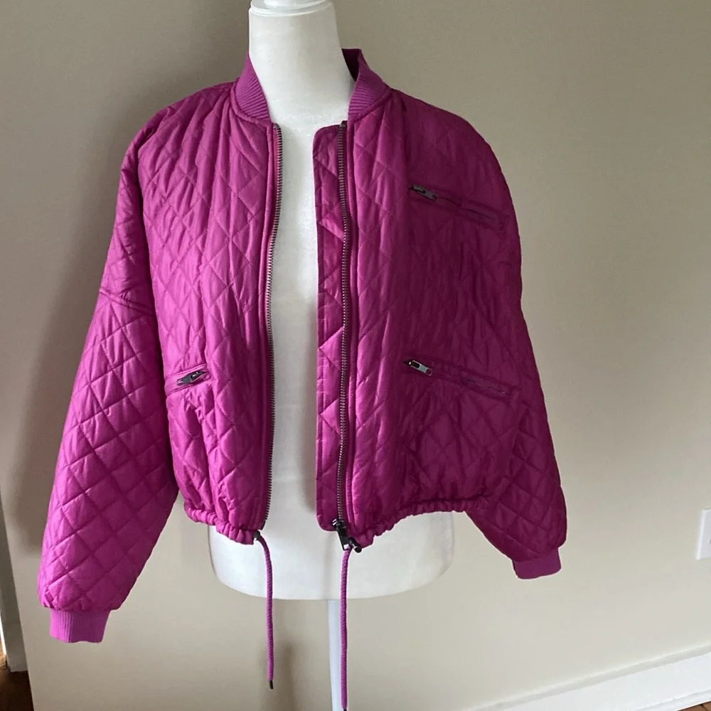 Free people quilted pink Bomber Jacket XS. Perfect condition. - Picture 2 of 7